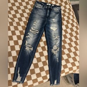 Distressed Dark Blue Women’s Skinny Jeans